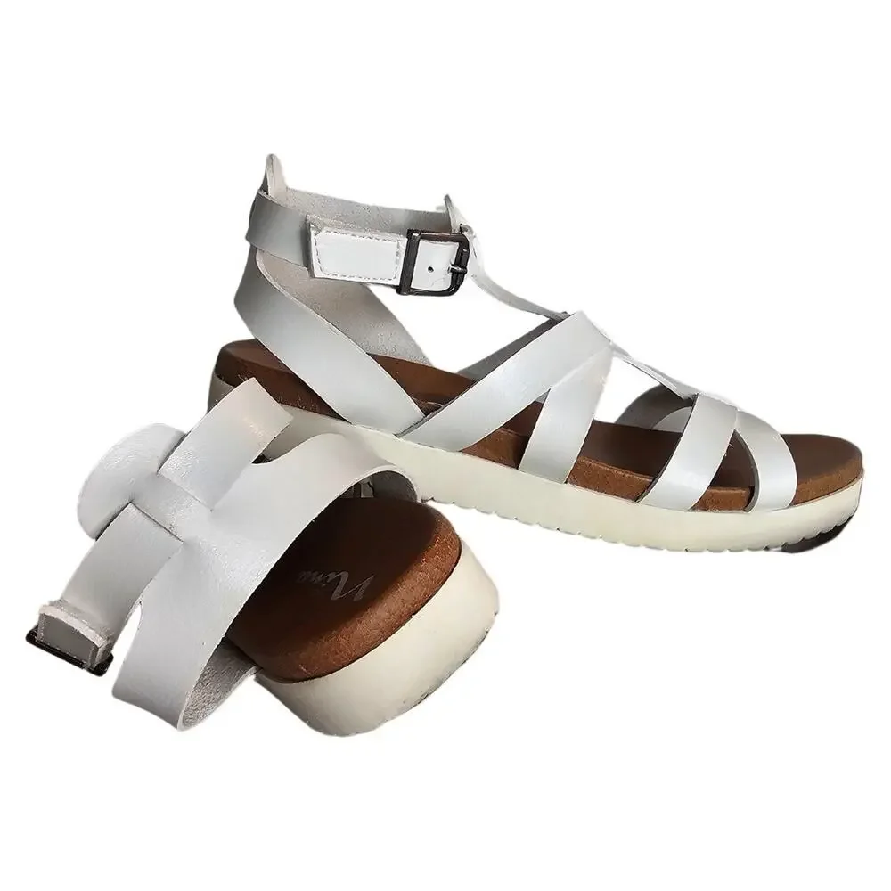 Nina Shoes Alpha Little‎ Girls Gladiator Sandals Size 4 White Strappy Cushion